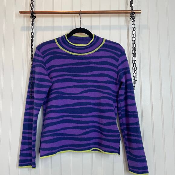 Urban Outfitters Mandinga Womens Wool Blend Purple Tiger Pullover Sweater Size M - Picture 2 of 7